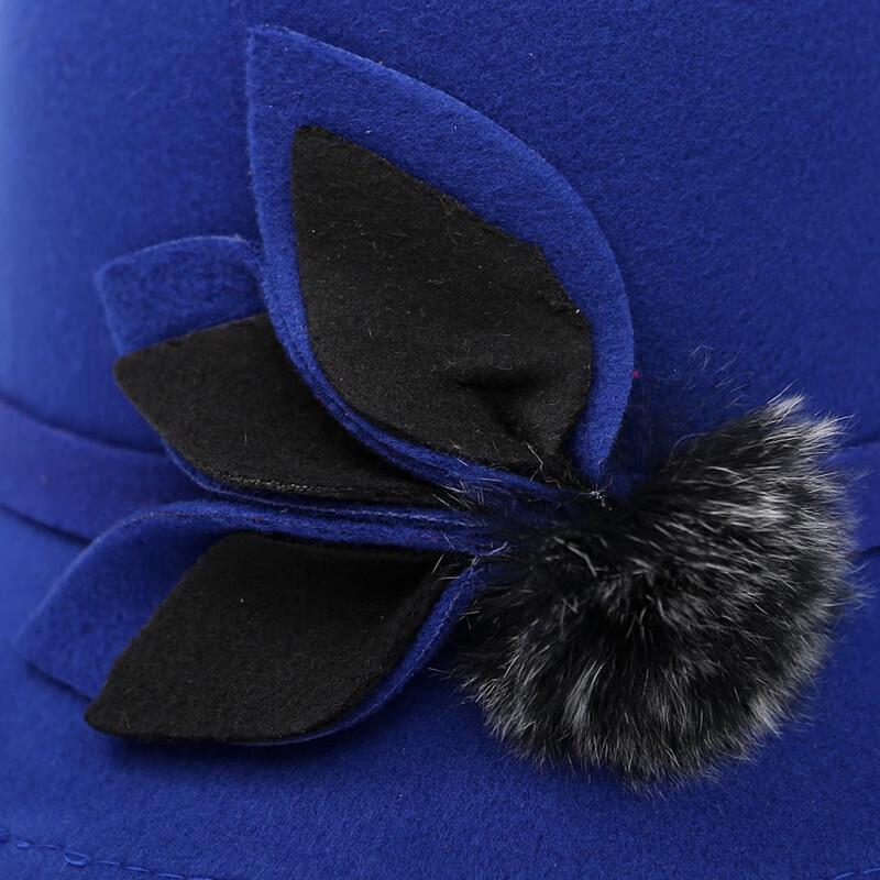 ZHENYUEQI Women's Retro Leaf Pompom Felt Cloche Hat