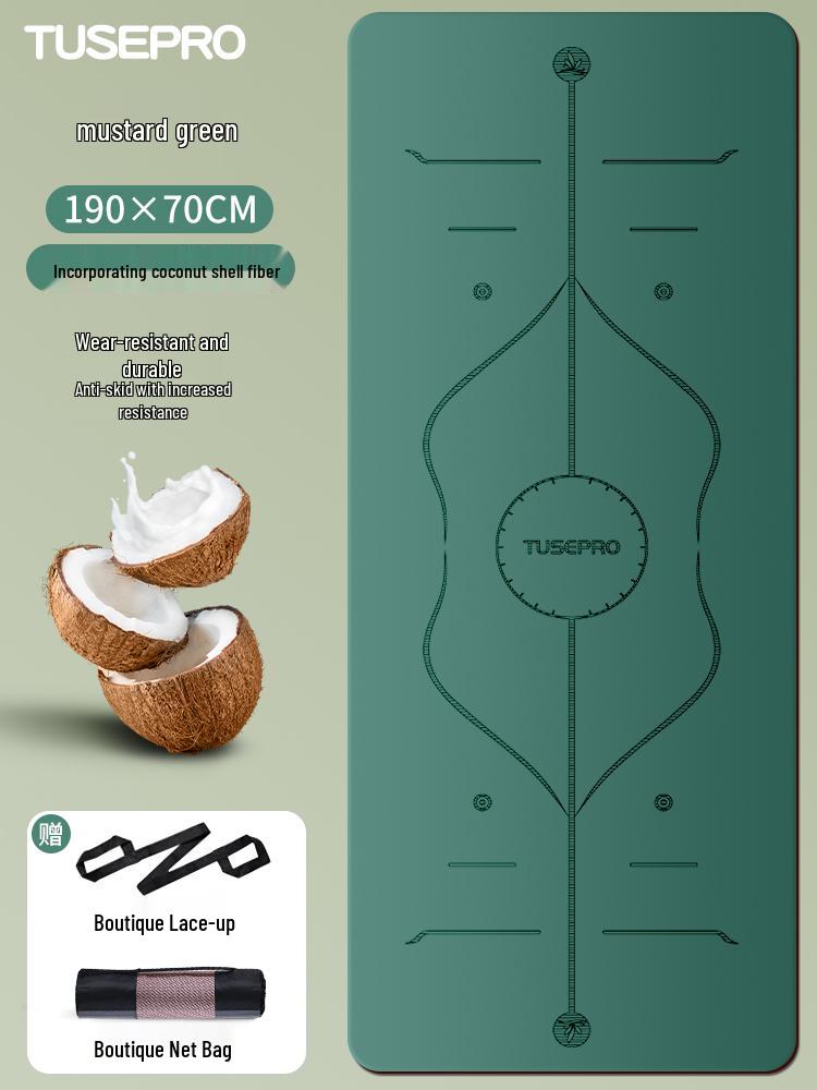Coconut Shell Diatom Mud Yoga Mat - Natural Rubber, Non-Slip, Shock-Absorbent, Thickened PU Fitness Mat