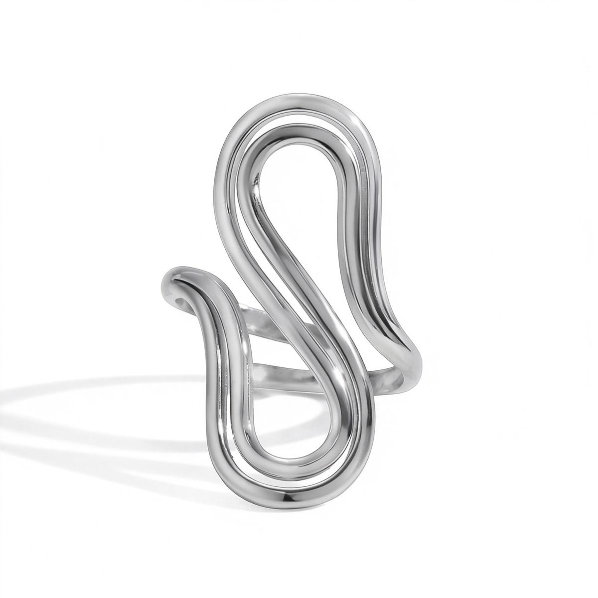 Stainless Steel High Quality Minimalist Daily Smooth Fashion Open Adjustable Ring 18K PVD Plated Classic Jewelry Gift