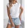 Women Cable Knit Diamond Pattern Sleeveless Knit Top