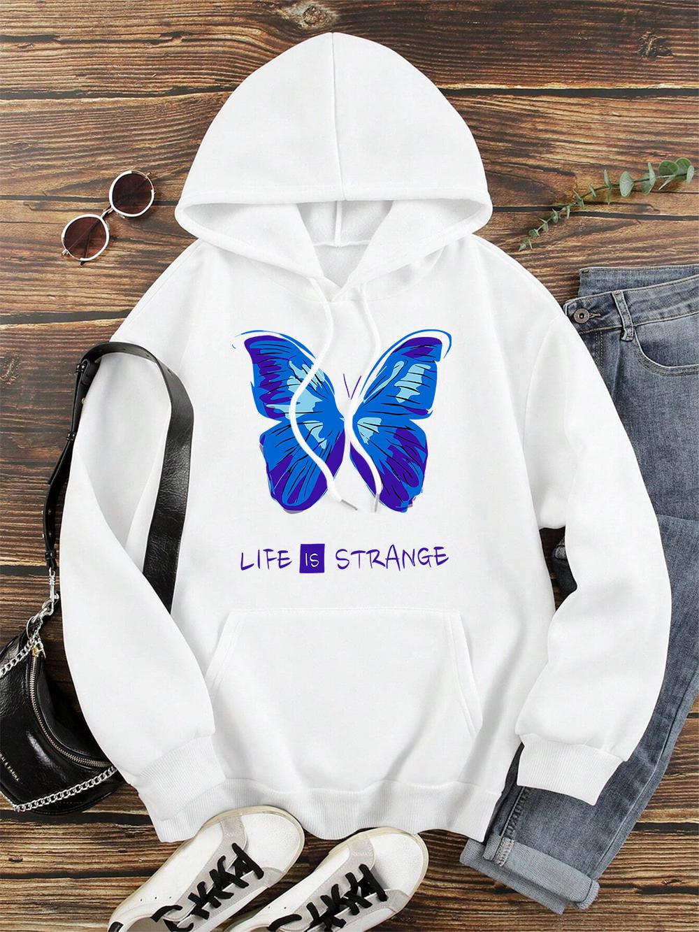 

Life Is Strange Blue Butterfly Streetwear Men Women Hip Hop Streetwear Autumn Pullover Hoodie Fashion Fleece Couple Hoodies 3XL