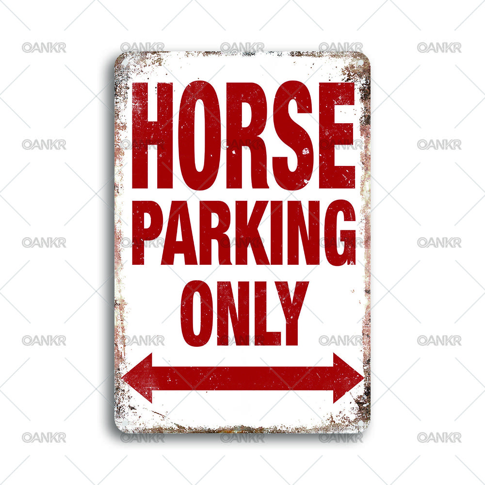 

Vintage Warning Art Metal Tin Sign Horse Parking Only Metal Signs for Man Cave Garage Farm Bar Garden Home Wall Decor Plaque 20x30cm（7.8x11.8inch）