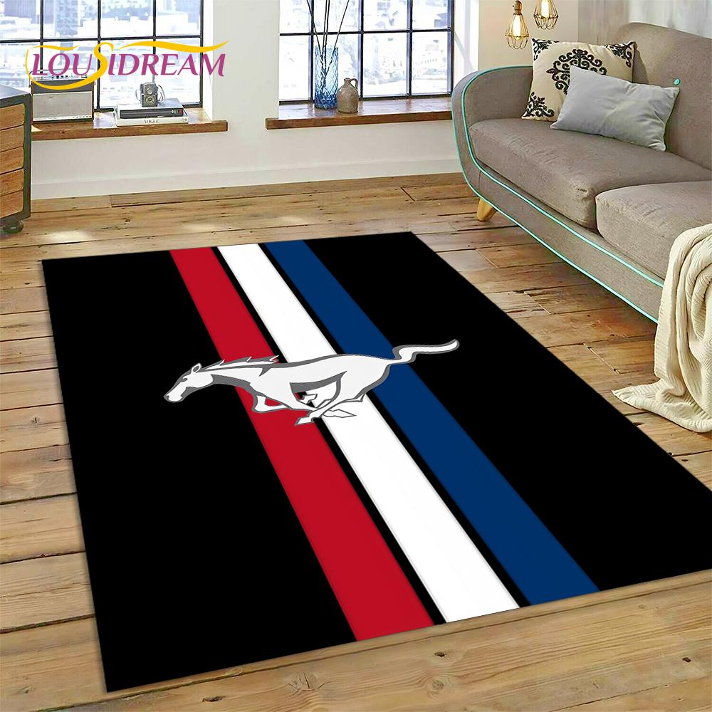 Classics 3D F-Ford GTR Mustang Car Rug Carpet for Living Room Bedroom Home Decor,Floor Mat Non-slip Decoration for Sofa Doormat