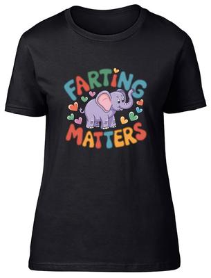 Farting Matters Funny Cute Adorable Elephant Womens T-Shirt Ladies Gift Tee