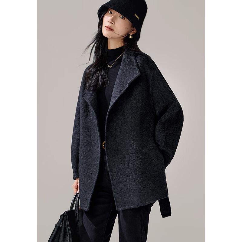 VICTORIA&VERA Women's Wool Blend Lantern Sleeve Short Coat