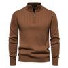 Men’s Euro Fit Stand Collar Half Zip Solid Knit Sweater