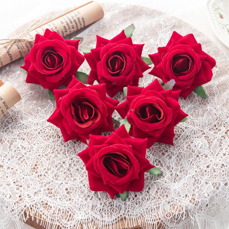 Artificial Flowers for Wedding Flannel Rose Wreath Home Room Festival Decor Diy Box Scrapbook Background Wall Crafts Fake Plants