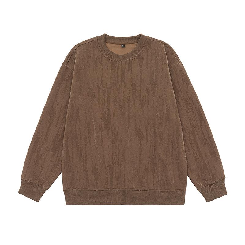 

Текстурированный пуловер с длинным рукавом для мужчин, новинка осени, большого размера, персонализированный повседневный топ 4XL коричневый