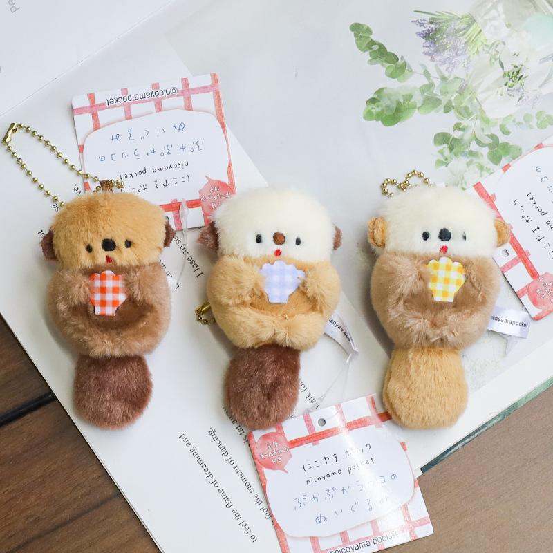 Otter Sea Keychain Cute Cartoon Girl Backpack Decorated Plush Dolls Pendant