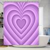 Purple Heart Shower Curtain Modern Bathroom Decor With Swirls Stripes Pattern In Lavender Pink Shades For Bathtub Or Standup Sho