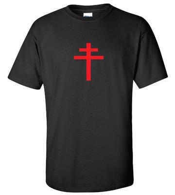 Red Cross Lorraine Knights Templar T-Shirt Christian Jesus Black Shirt S-5XL