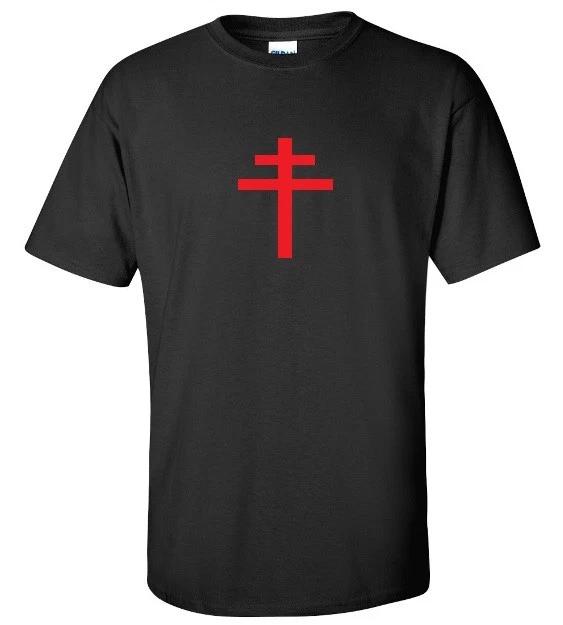 

Red Cross Lorraine Knights Templar T-Shirt Christian Jesus Black Shirt S-5XL M