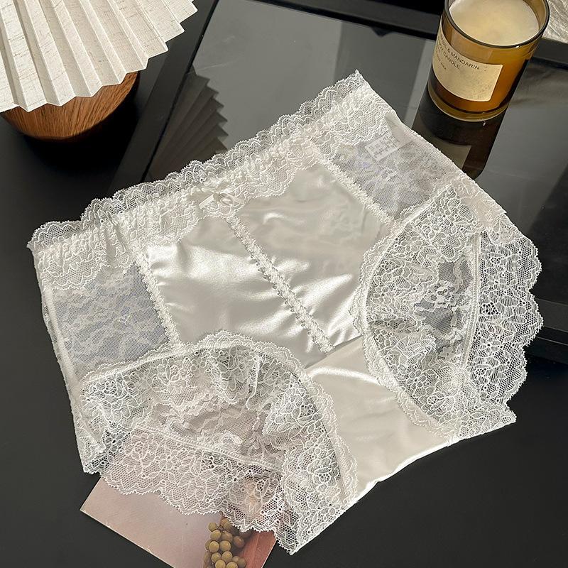 Lady Summer Pure Desire Sexy Satin Lace Medium High Waist Triangle Briefs Einson