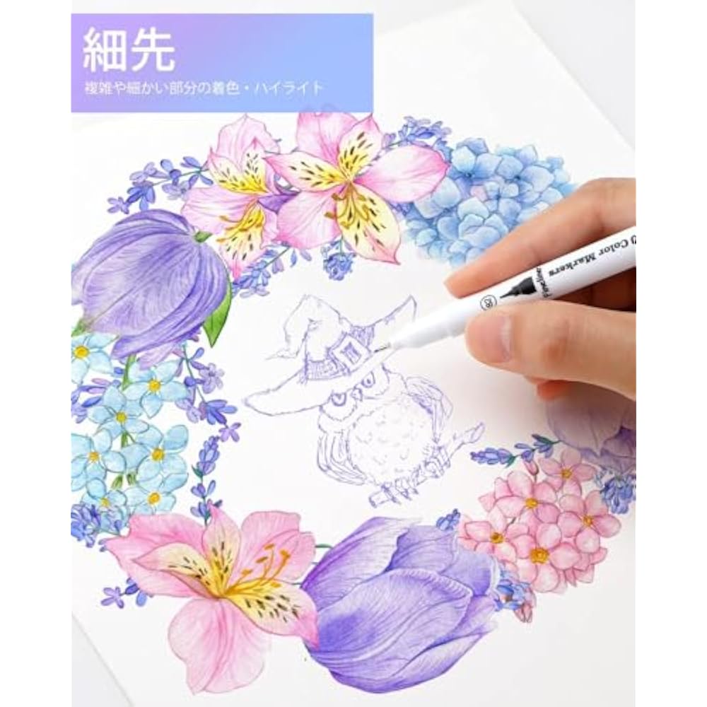 Ohuhu Illustration Pens, 60 Colors, Ultra Fine Art Marker Pens, Water-based Pens, Watercolor Pens...