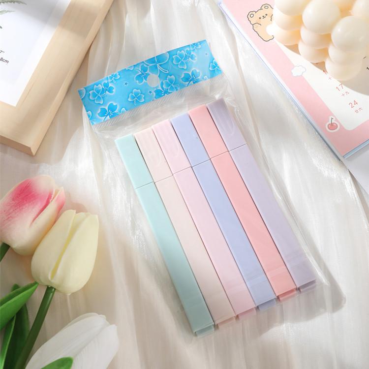 6ks/sada Zvýrazňovač pastelových barev Psací potřeby Kawaii Barevné fixy Školní potřeby Zvýrazňovač pastelových barev Japonské psací potřeby