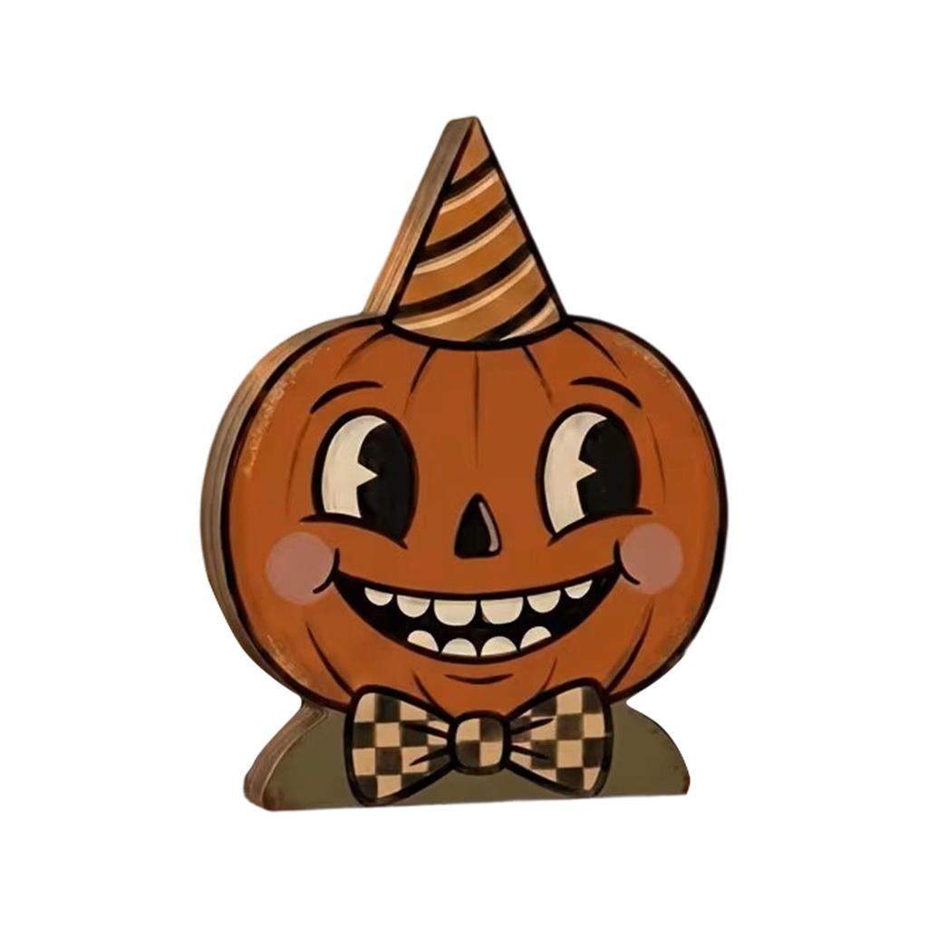 Vintage Wooden Halloween Tabletop Decor - Creative Funny Party Decoration for Home