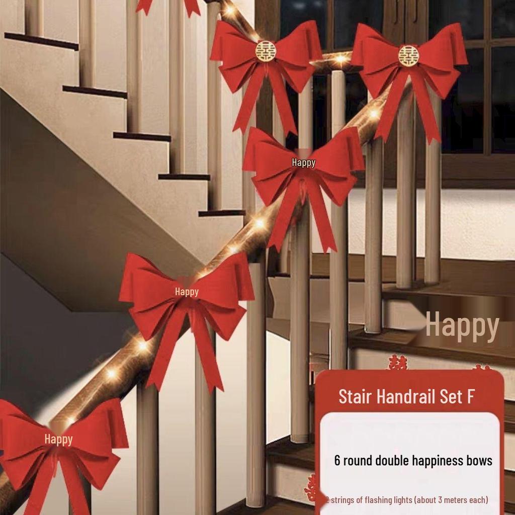 Wedding Stair Railing Decoration Package with Balloons and Flowers: Full Set for Handrail and Escalator