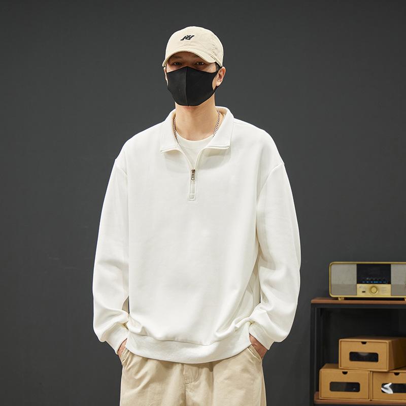 Half-zip Sweatshirt Men's Polo Shirt New Autumn Loose Lapel Large Size Long-sleeved T-shirt Bottoming Shirt