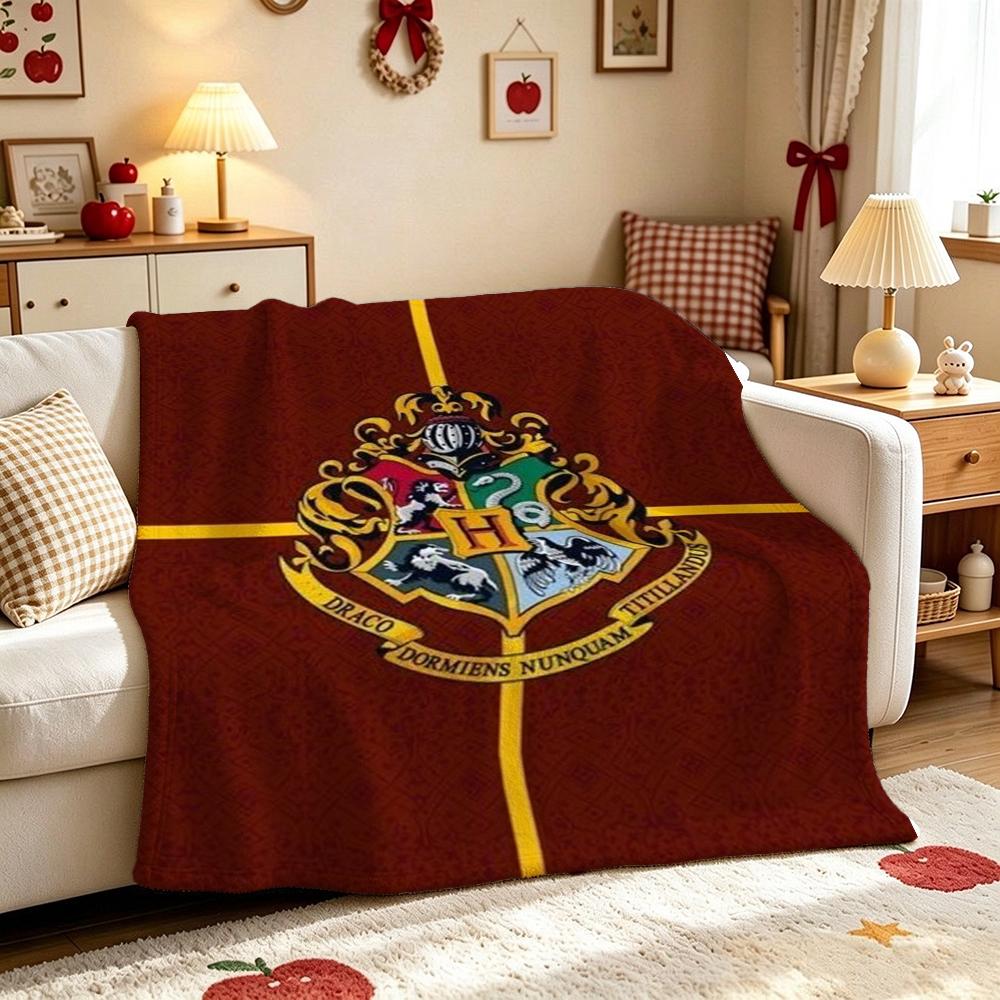 Hogwarts School Crest Flannel Blanket Comfortable Skinfriendly Fleece Blanket For Office Sofa Home Party Decor Memorial Gift