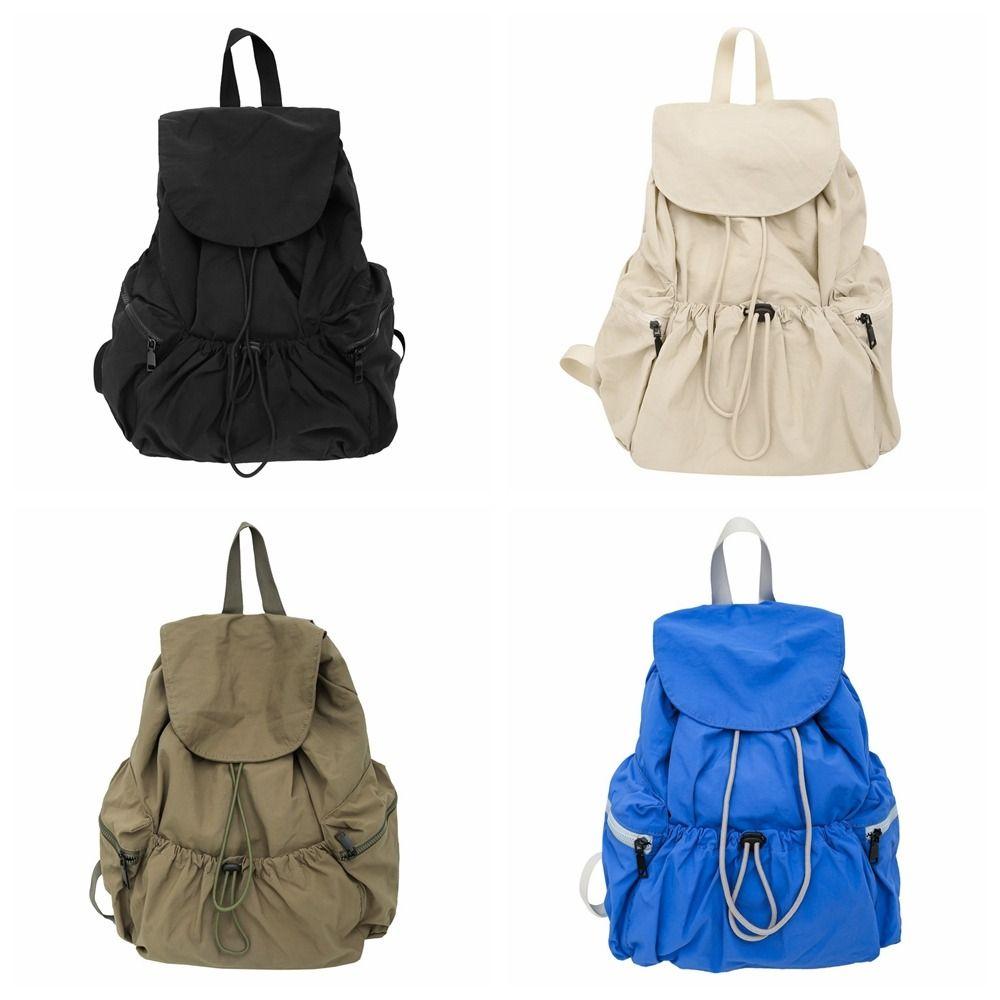 Casual Nylon Drawstring Backpack Lightweight College Student Schoolbag Canvas Shoulder Bag  Student