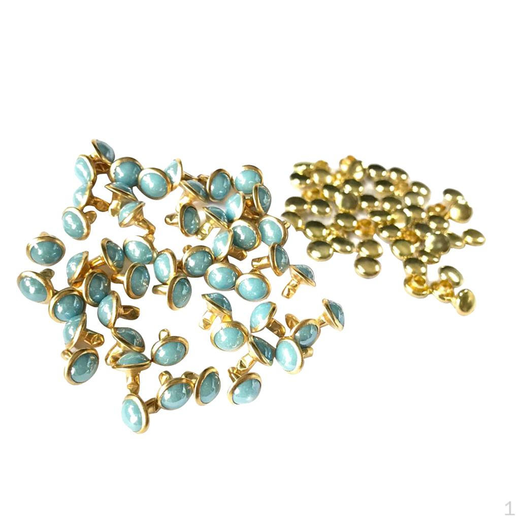 50 Set Bag Studs 7.5mm Dome Rivets Belt Strap Fastener DIY - Black