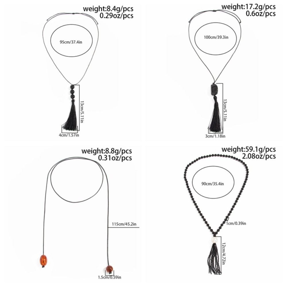Creative Plastic/Resin Beaded Tassel Long Fashion Jewelry Adjustable Pendant Minimalist Neck Chain Casual Wear