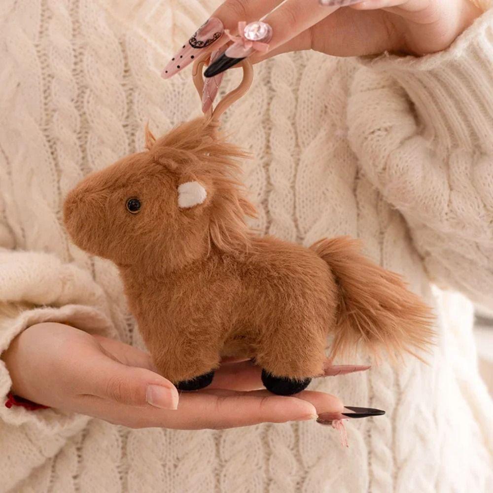 Long Mane Foal Plush Doll Simulation Cartoon Horse Stuffed Toy Horse Plush Keychain  Children