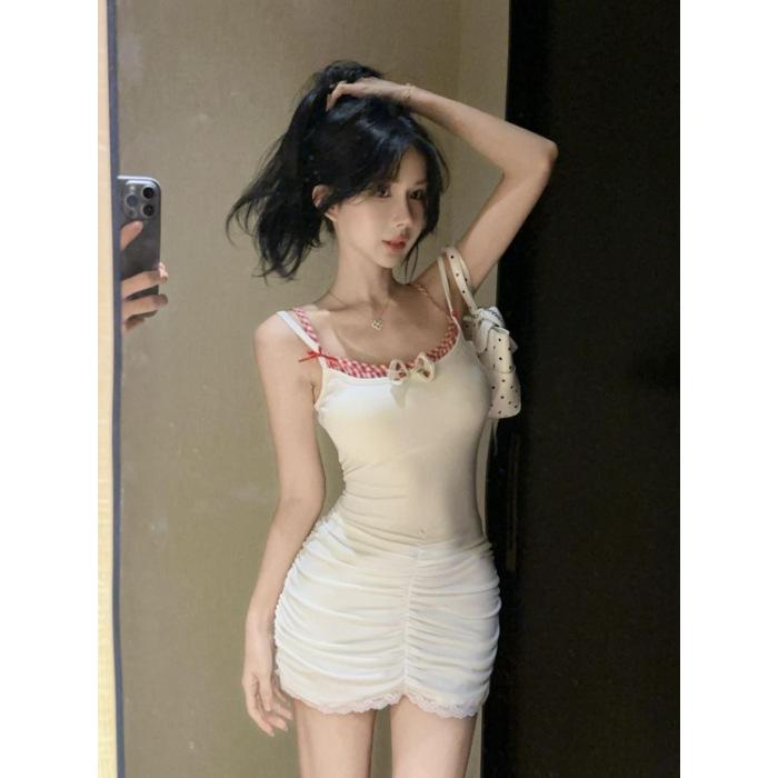 2026 Small Sweet and Spicy Fake Two-piece Suspender Skirt Pure Desire Sexy High Waist Slim Back Slim Short Dress