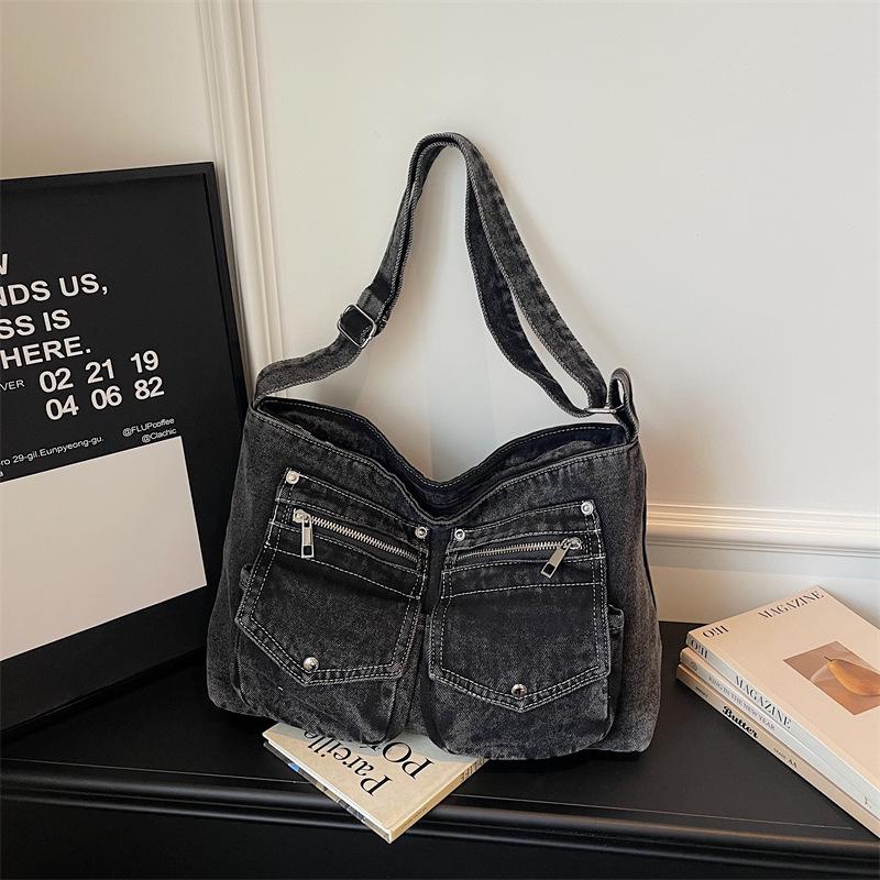 2026 Versatile Large-Capacity Personalized Denim Tote & Crossbody Bag