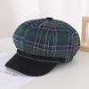 New Cute Plaid Bunny Ear Denim Beret For Women Summer Face-Slimming Octagonal Hat Japanese Retro Versatile Style
