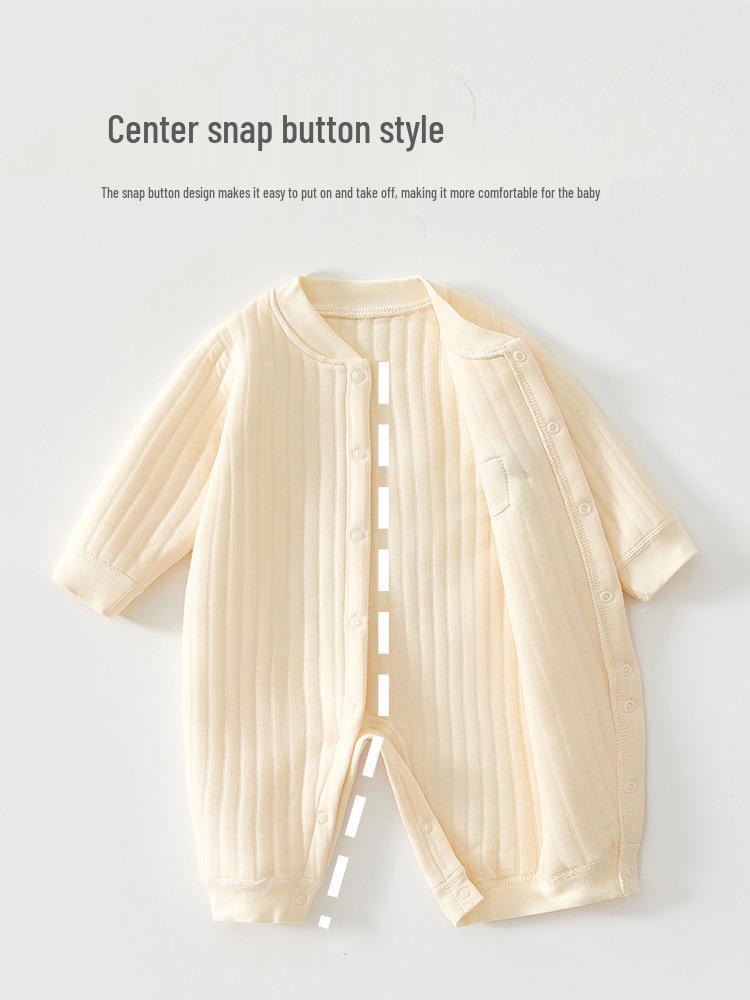 Infant Cotton Long-Sleeved Romper: Warm, Soft, Boneless Suit for Spring, Autumn, and Winter