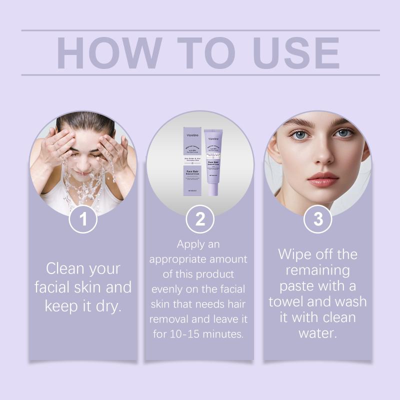 Facial Hair Removal Cream for Women Painless Lip Chin Inhibitor Hydrating Calming Serum Daily Skincare Routine