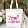 French Girl EVJF Future Bride Team Canvas Tote Bags Bachelorette Party Bridal Shower Shopping Bags with Diamond Ring Design
