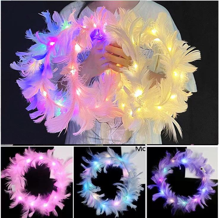 

Светящиеся Ангельские Перья Сказочные Украшения: Мигающие головные уборы для ночных рынков