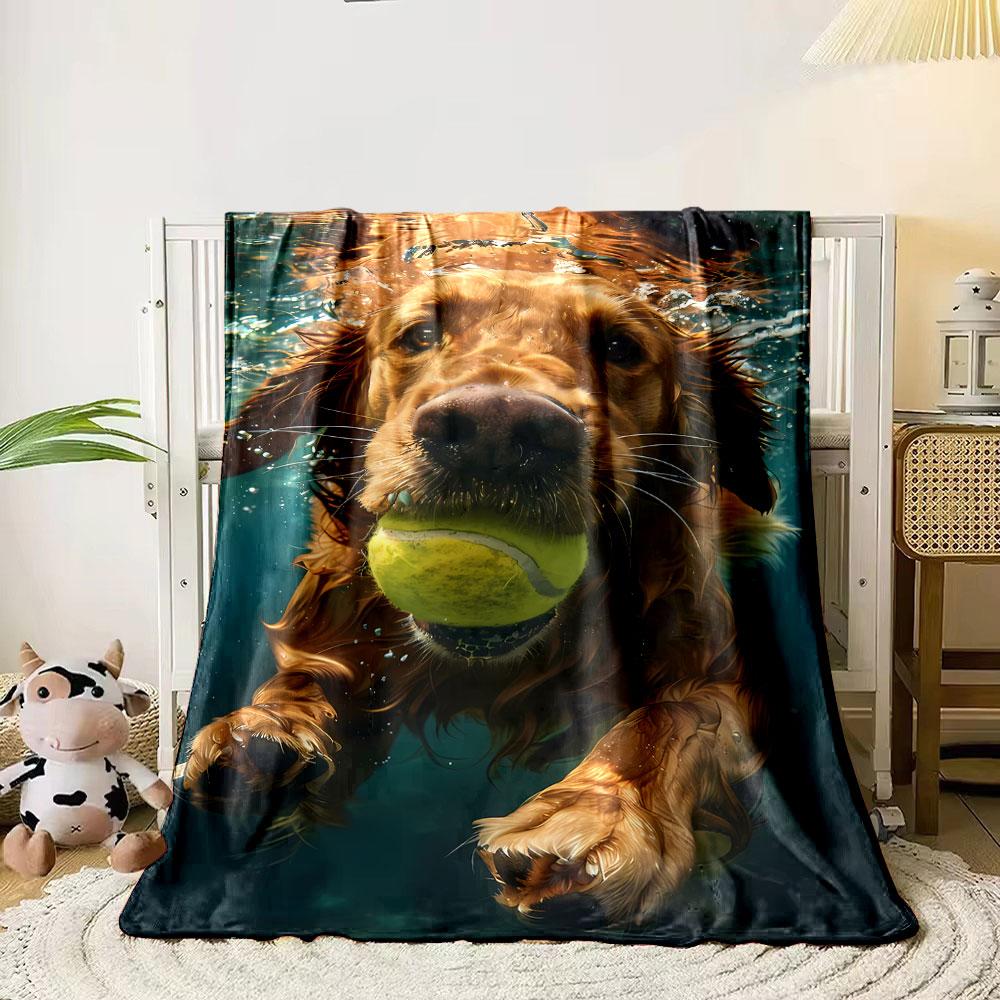 Underwater Golden Retriever Blanket Bedroom Blanket for Livingroom Couch Lunch Break Soft Throw for Friend's Festival Gift