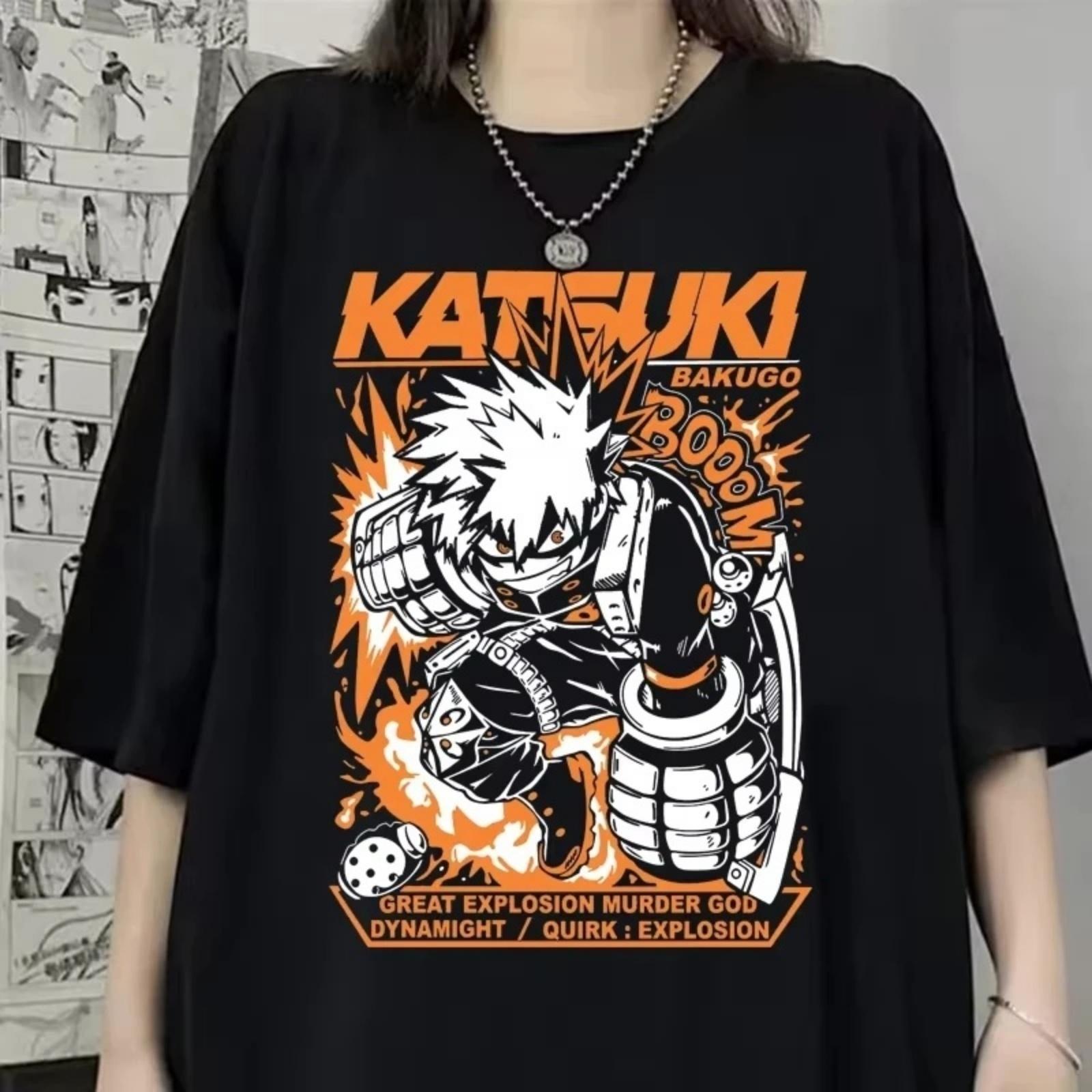 

Anime Bakugo Katsuki Printed Tee Women and Men Casual Loose Harajuku Short Sleeve Top Summer High Street Y2K Clothes T-shirt XXXXXL різнокольоровий
