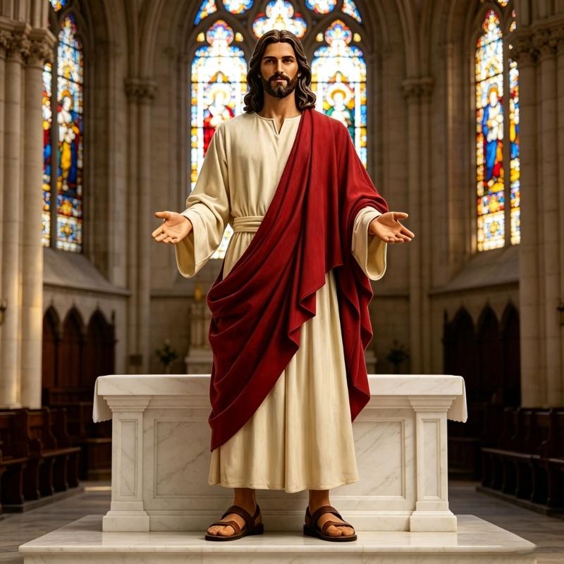 Scultura in Resina di Cristo con Texture Realistica per Collezionisti Fedeli Statua di Cristo per Sala di Preghiera