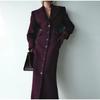 Women's Long Purple Single-Breasted Trench Coat with Notch Lapel
