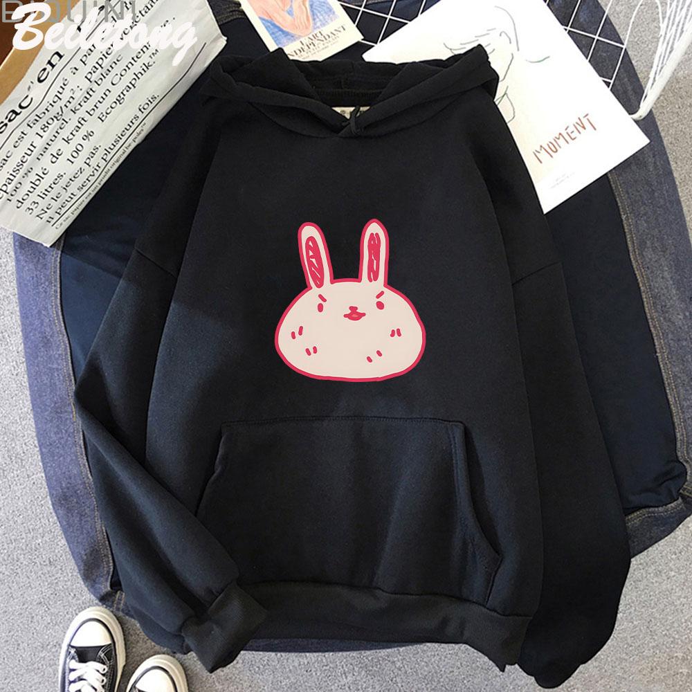 Omori Hoddie Kawaii Pink Bunnyprinting Hoodies Man Woman Harajuku Sweatshirts Pocket Clothes