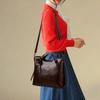 Retro PU Leather Handbags for Women Flower Decor Women's Shoulder Bag Leather Tote Bag