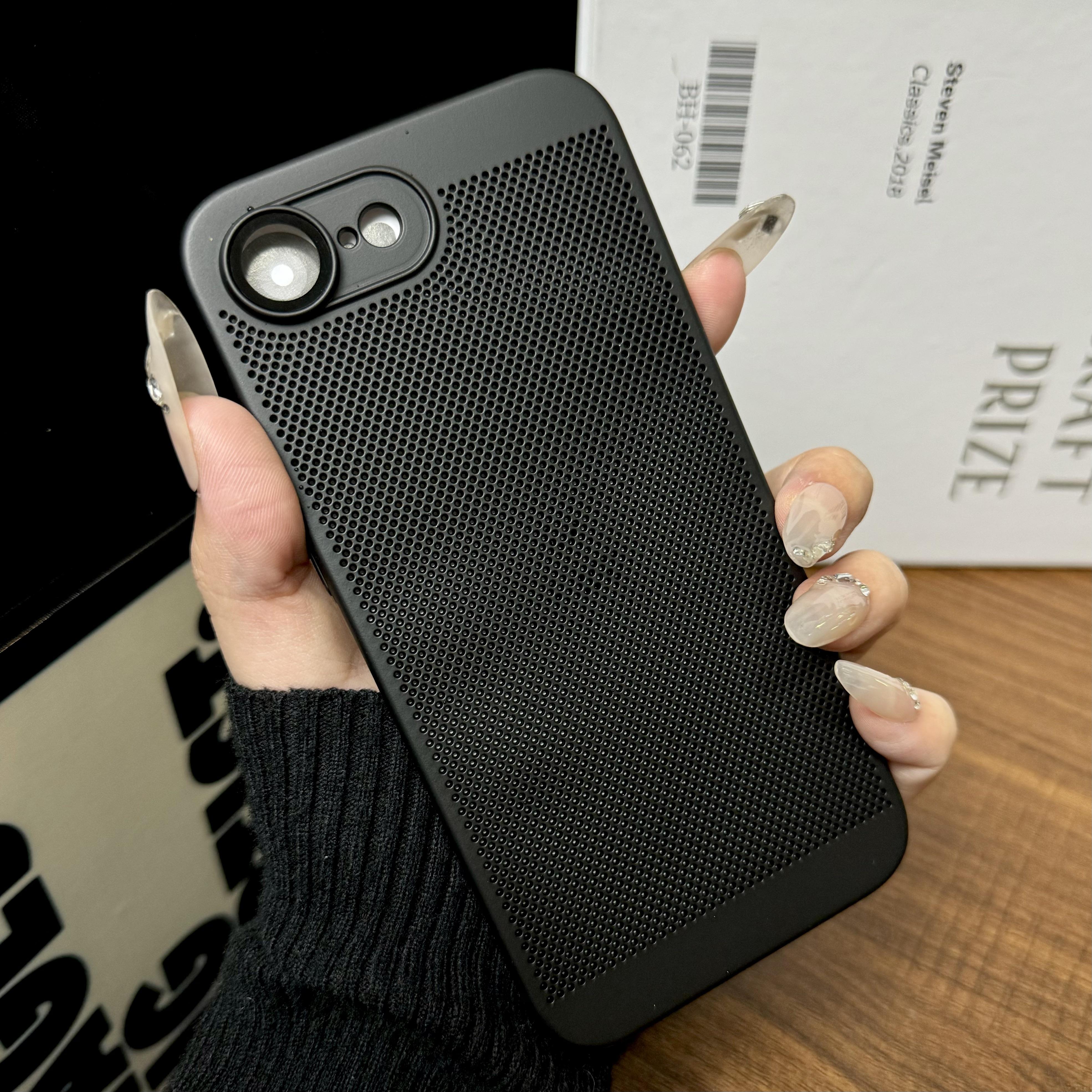 

Тонкий чехол для iPhone 16 E 15 14 Plus 13 12 Mini 11 X XS XR Pro Max с защитой от перегрева, сетчатой текстурой и защитой линзы камеры For iPhone 11Pro Max