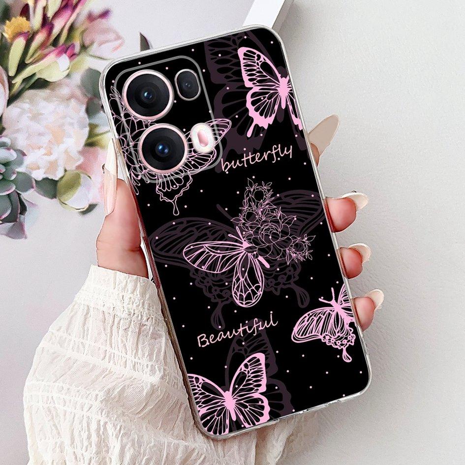 For OPPO Reno13 Pro 5G Case CPH2697 Fashion Flower Butterfly Soft Silicone Phone Cover For OPPO Reno 13 CPH2689 Reno13Pro Bumper