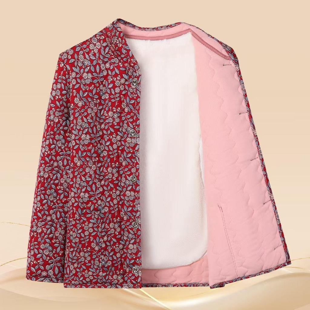 Veste en coton velours d'hiver pour femmes d'âge moyen et âgées - Manteau de grand-mère chaud et ajustement élastique