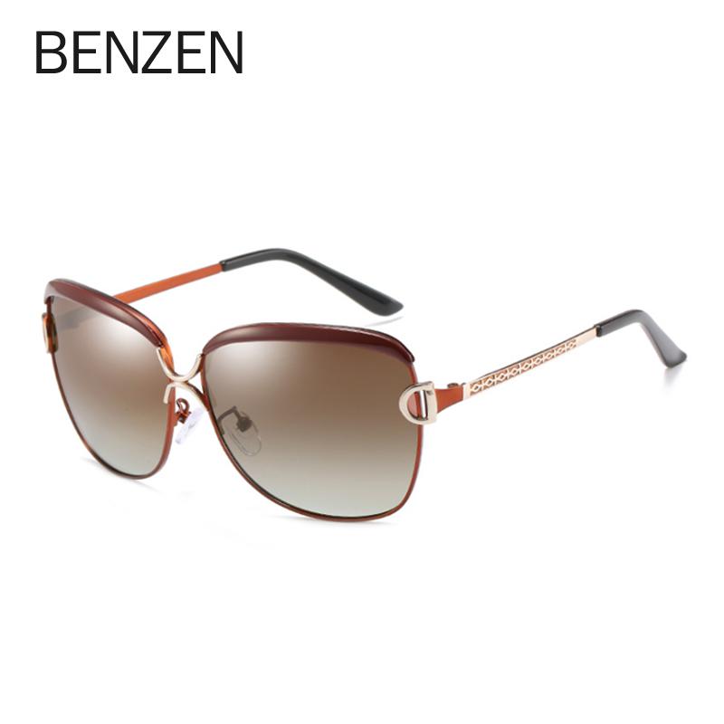 

Поляризованные солнцезащитные очки BENZEN, женские брендовые дизайнерские винтажные солнцезащитные очки, женские большие женские очки, черные 6623 кофейный