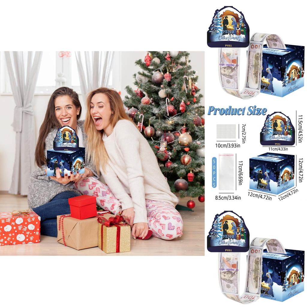 Jesus Christmas Scene Paper Money Box For Festive Party And Celebration Decor