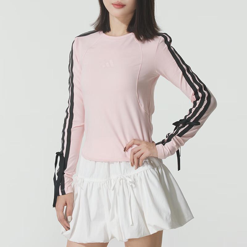 adidas Removable Bow Slim Fit Round Neck Long Sleeve Raglan T-Shirt Women Tops KG3860