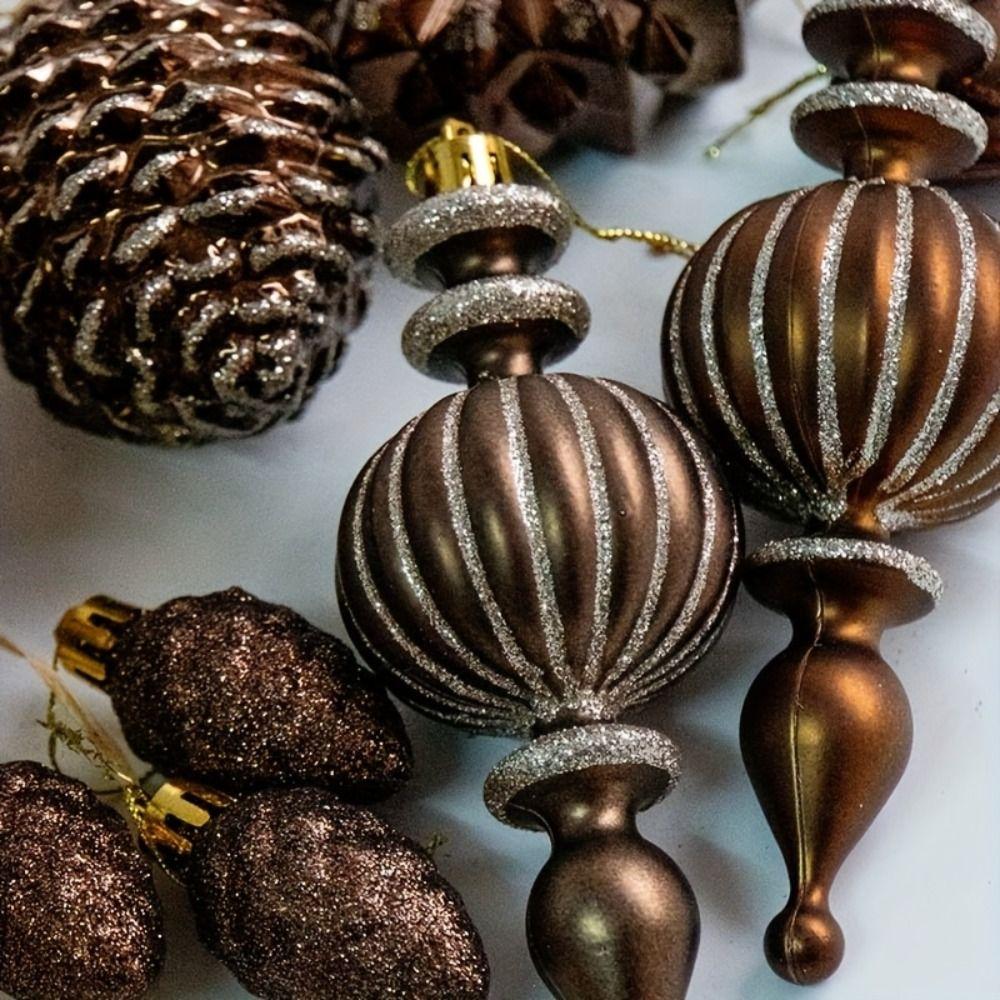 52 Stück Weihnachtsbaumkugeln im Vintage-Stil, Glitzernde Weihnachtskugeln, Feiertagsdekoration