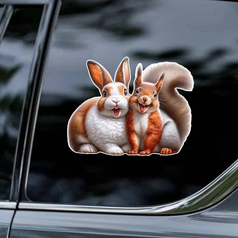 Adesivi per Auto Amici Animali Scoiattolo Coniglio Divertenti Decalcomanie in Vinile Impermeabili Decorazione Carrozzeria Finestrino Paraurti Adesivi per Casco Moto TM169