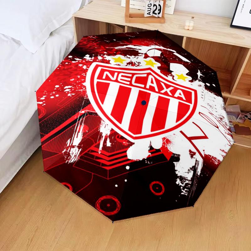 1PC Football Crest Heartbeat Printed Umbrella Folding umbrella, automatic umbrella 8-Frame for Travel, camping Fan gifts Christmas Gifts