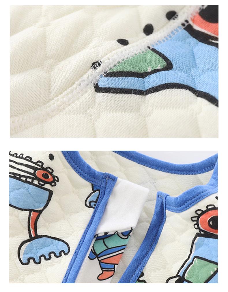 Three-Layer Quilted Children's Sleeping Bag: Anti-Kick Footed Blanket for Boys & Girls, One-Piece Pajamas for Autumn and Winter.